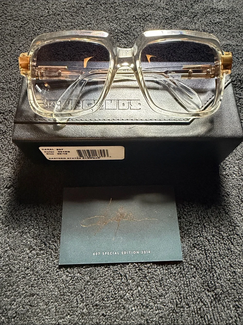 Cazal Clear Translucent Square Sunglasses with Gold Accents and Gradient Lenses